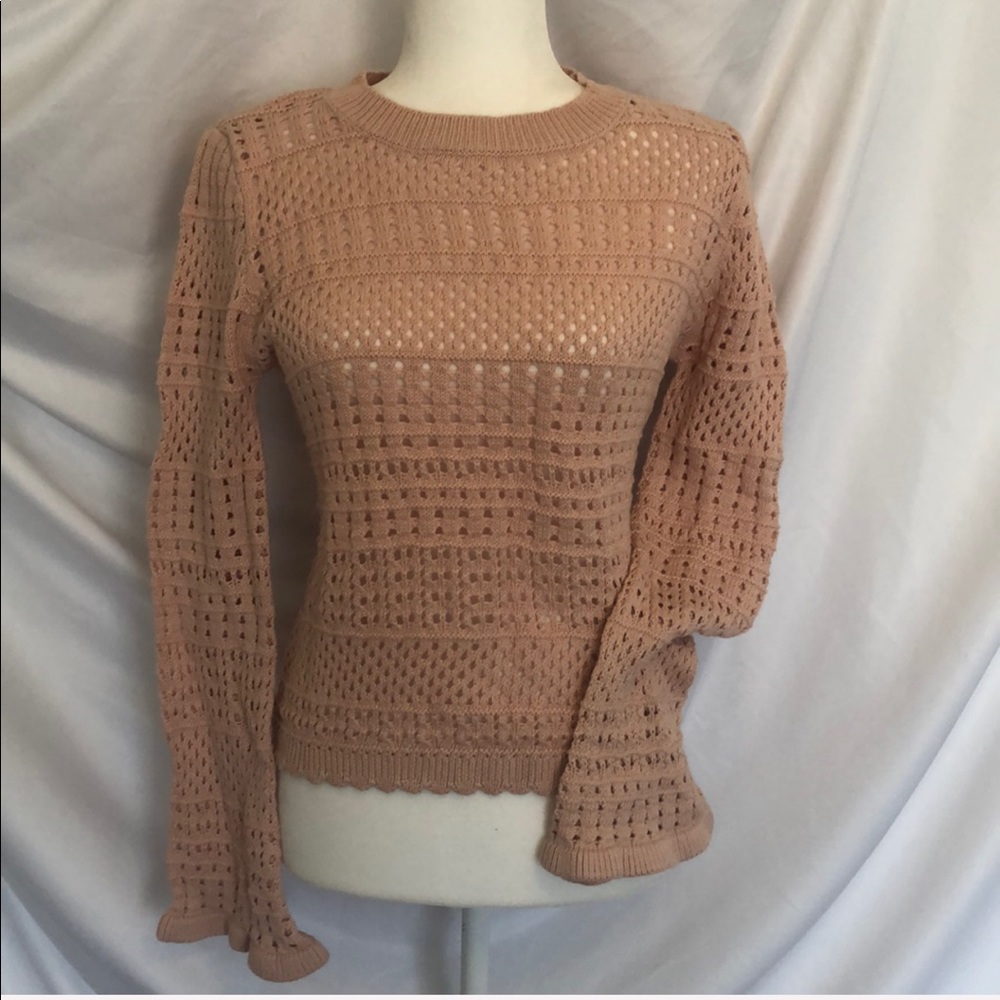Pink Crochet Cropped Sweater L